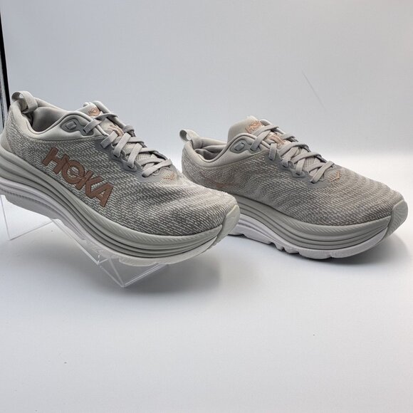 Size 7 - Hoka One One Gaviota 5 Harbor Mist Rose Gold W gray (MISSING INSOLES) - Picture 1 of 6